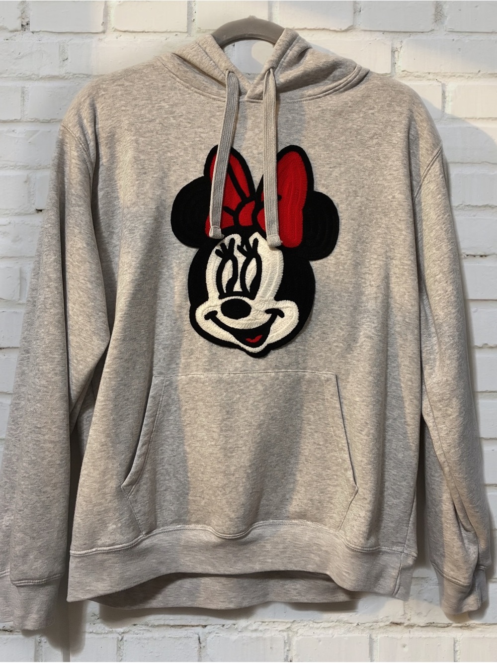 Disney Minnie Mouse Heather Gray Hoodie Size Large
